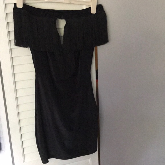 NWT Fringe tassel velvet Bardot mini dress - Picture 3 of 5